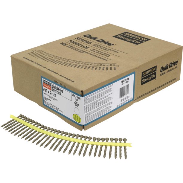 Quik Drive DSVT212S Collated Decking Screw, NO 10 x 21/2 in, Steel per