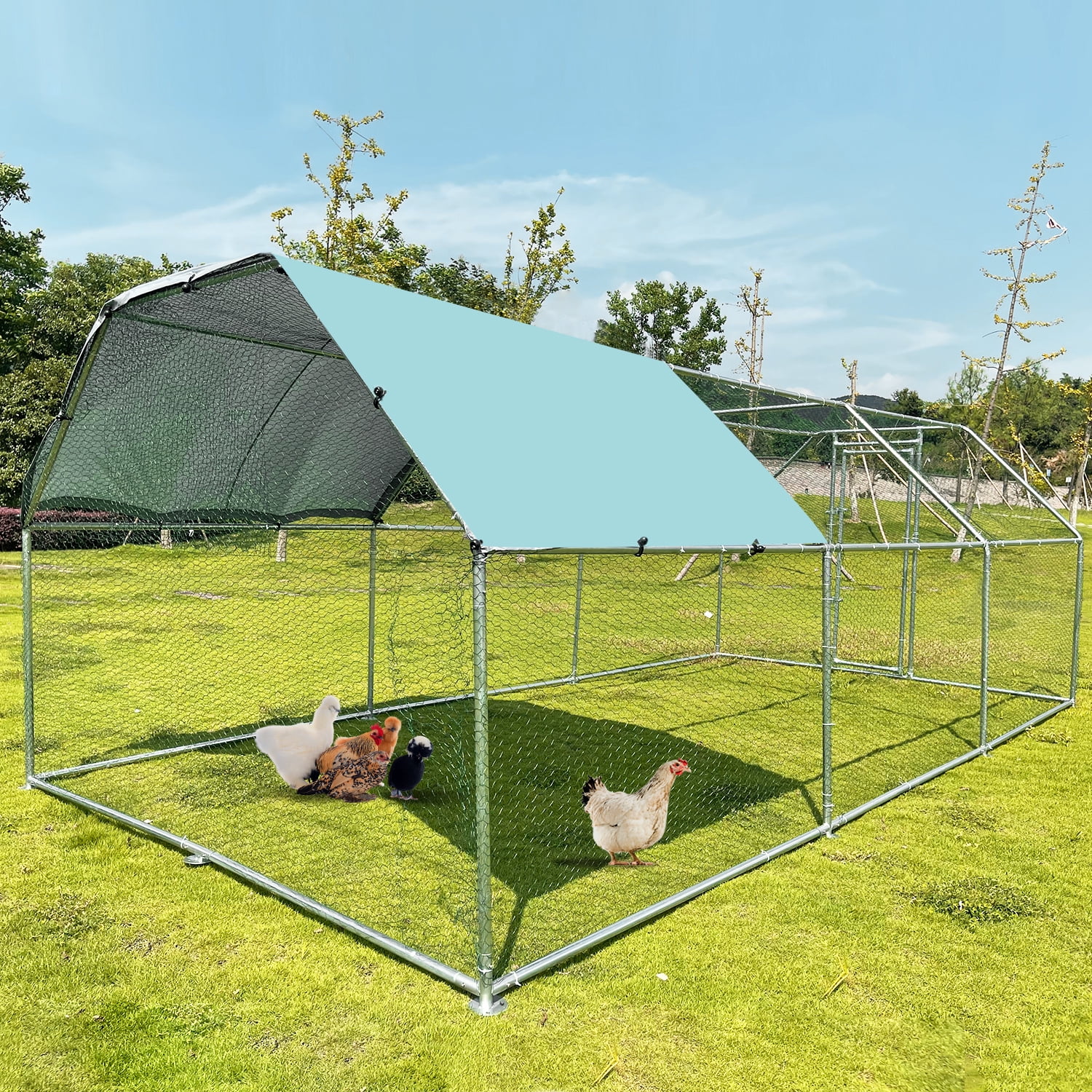 Extra Large Chicken Coop Run Pen Poultry Cage Hen House w/ Cover