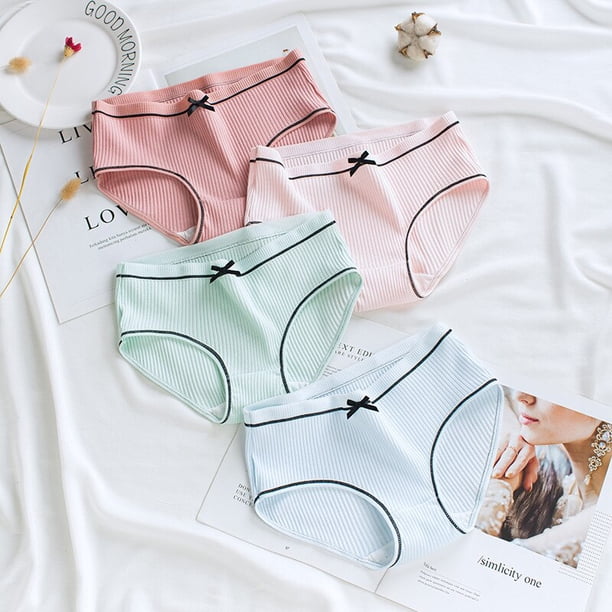 4Pcs/Lot Girls Cotton Underwear Cute Knot Soft Breathable Briefs Young Girl Panties Solid girl Briefs Children ClothesGreen He Qiyong unisex