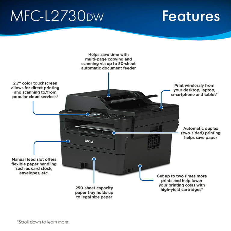 Brother MFC Series MFC-L2730DW All-In-One Printer Monochrome