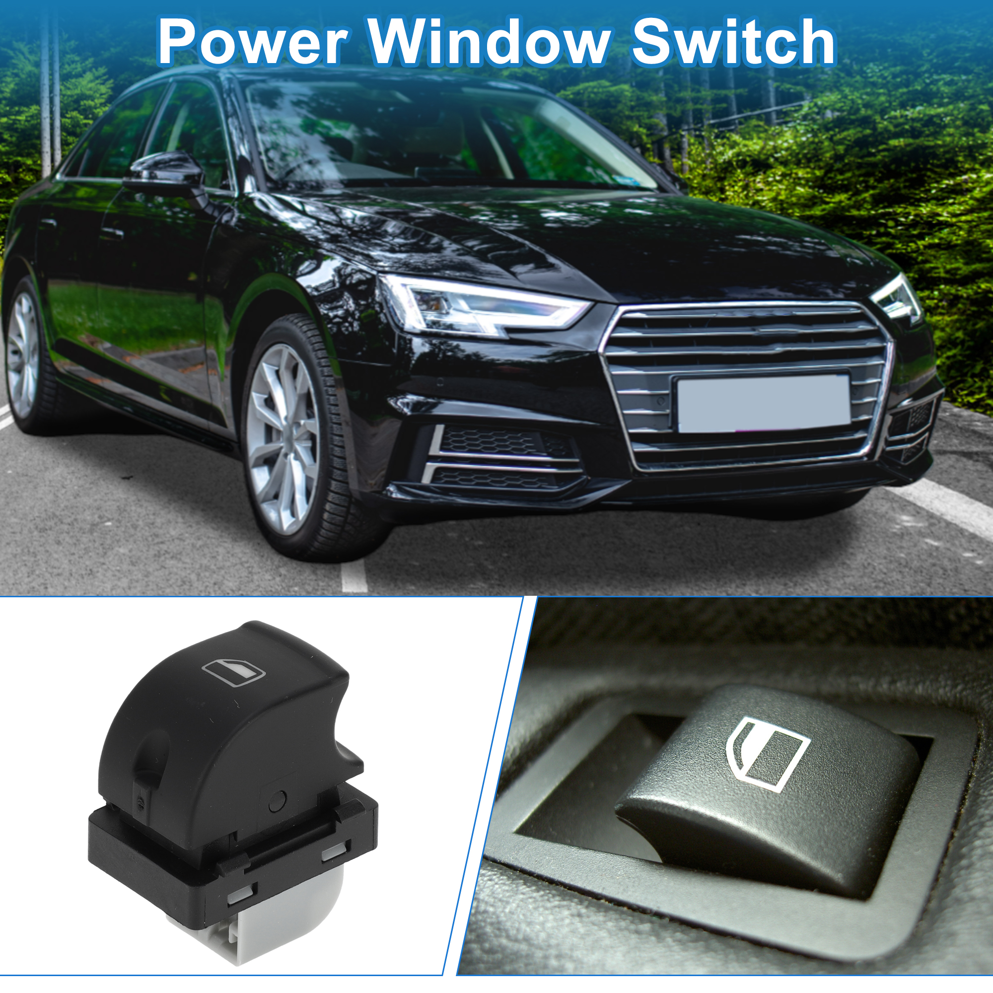 Unique Bargains Power Window Switch Passenger Side for Audi A4 A6 Black
