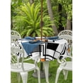 thumbnail image 3 of Outdoor Tablecloth with Umbrella Hole for Patio/Picnic/Party/Camping, Orange Geometric Waterproof Table Cloth Round Cover Washable, Black Grey Abstract Striped Modern Art (Dia 54"), 3 of 8