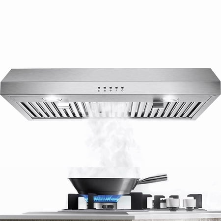 Stainless Steel Range Hood 30 inch Under Cabinet Range Hood 500 CFM with 3 Way Venting Vent Hood