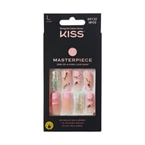 KISS Masterpiece, Press on Nails, Sweetest Pie, Pink, Long Square, 30 Count