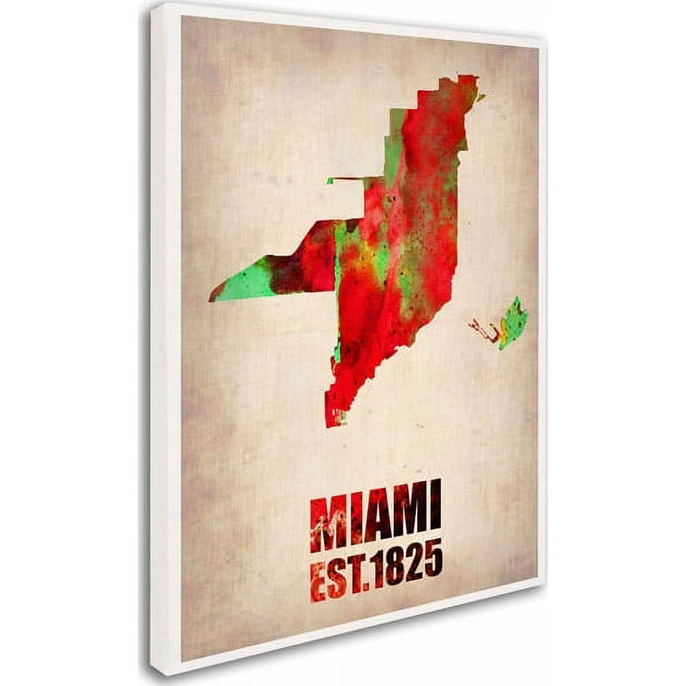 Trademark Fine Art "Miami Watercolor Map" Canvas Art by Naxart