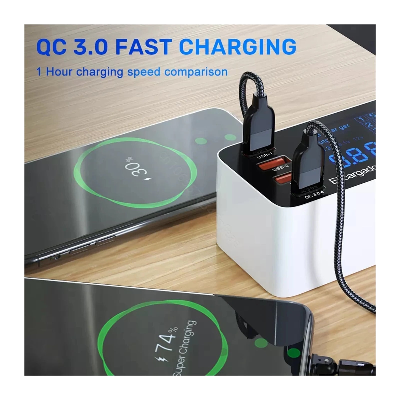 8 Ports USB Charger QC3.0 Quick Charge Phone Charger Adapter Type C 20W PD Fast Charger ,Safe and Reliable