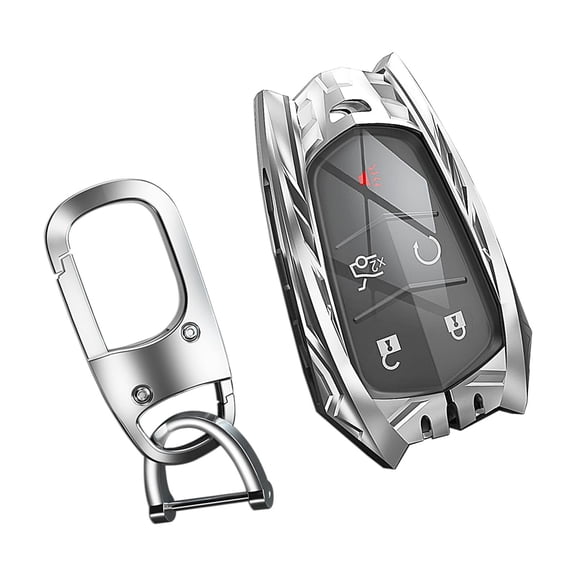 for Cadillac Key Fob Cover with Keychain,Stylish Zinc Alloy Protection Key Case Compatible with 2015-2019 Escalade CTS SRX XT5 ATS STS CT6 XTS XT4 Smart Remote Key Shell Accessories