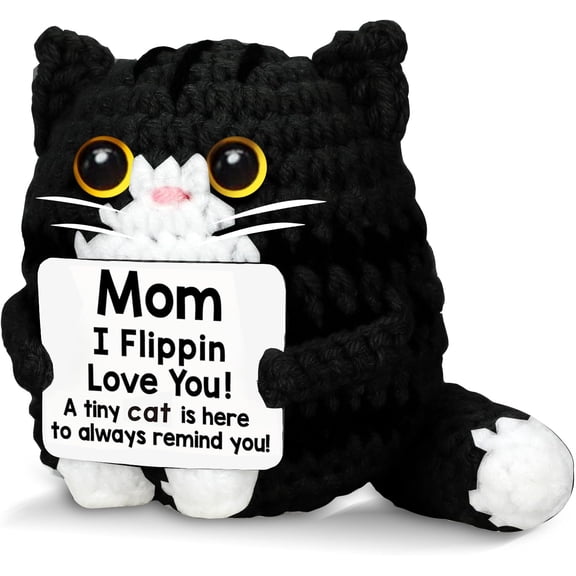 ANNECOSK Emotional Support Cat Gift for Mom, Cute Black Cat Decor, Birthday Gift for Mother from Daughter or Son, Funny Mother's Day Gift for Mama