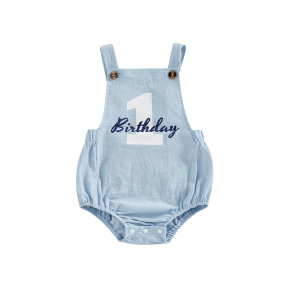 BemeyourBBs Baby Boy Girl First Birthday Outfit 1st One Years Old Birthday Clothes Summer Bubble Romper Overalls Shorts Number Letter Print Backless Bodysuit Jumpsuit Playsuit