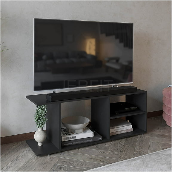 JERFIT 65 inch TV Stand with 5 Shelves, Modern Entertainment Center for Living Room, Heavy Duty TV Console with Open Storage, Black