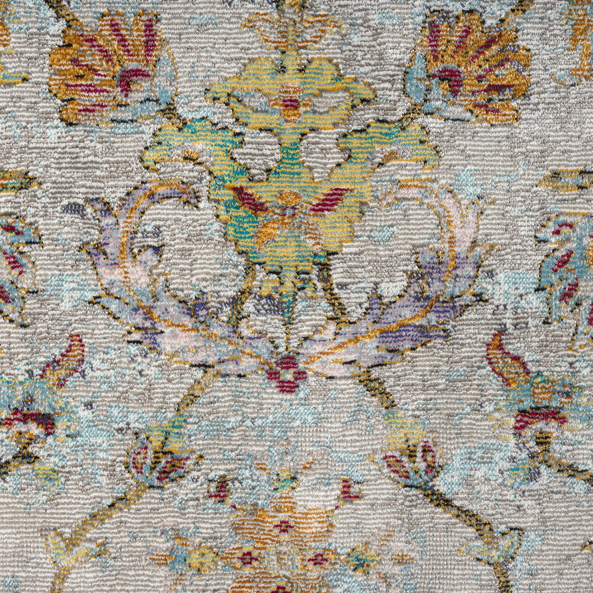 Laddha Home Designs 1.75' x 3' Loomed Damask Floral Area Throw Rug - Gray and Green