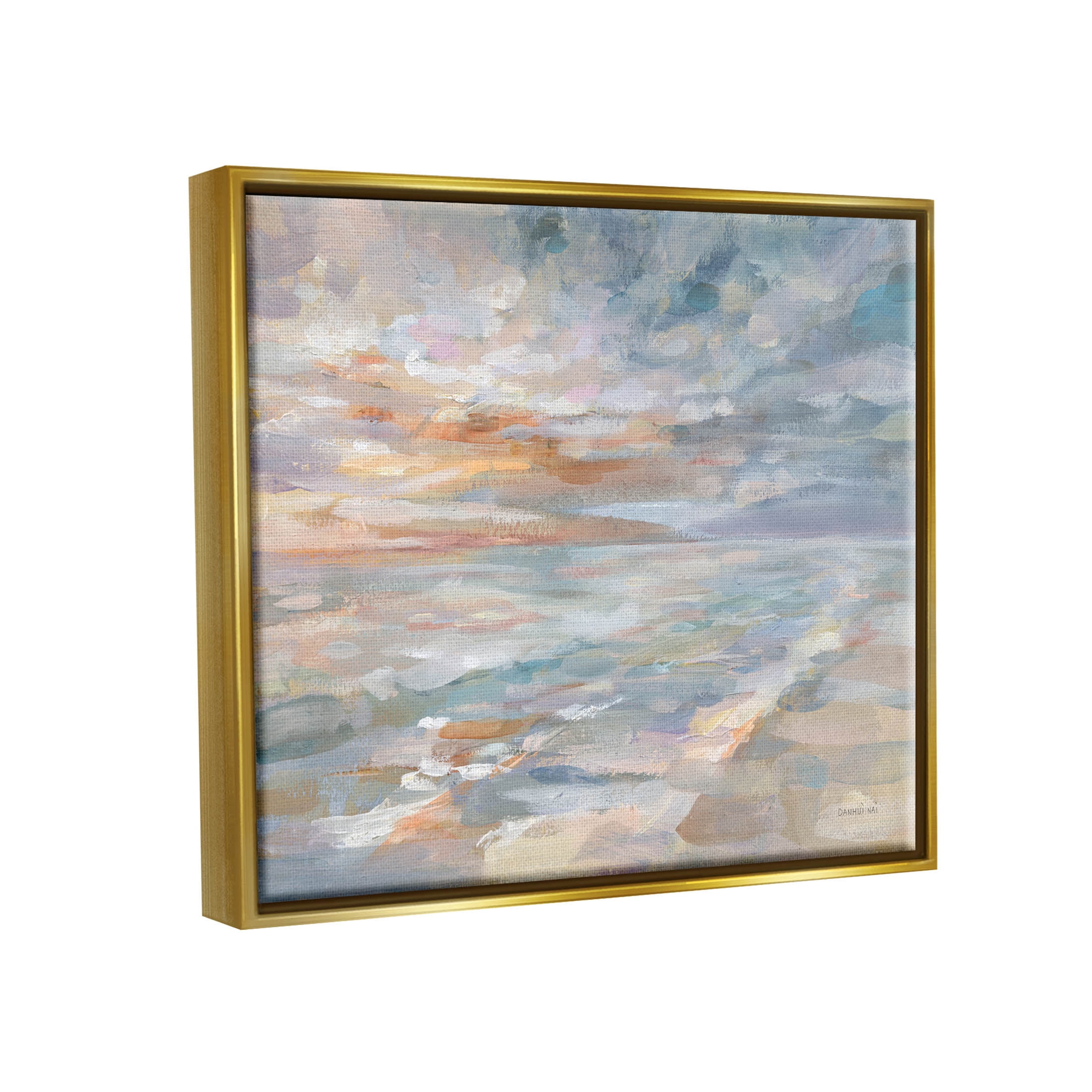 Stupell Industries Impressionist Horizon Sky Landscape Painting Metallic Gold Floating Framed Canvas Print Wall Art, Design by Danhui Nai