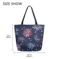 thumbnail image 5 of FORMRS Womens Canvas Tote Bag with Zipper Inner Pocket Shoulder Handbag, Red and Blue Fireworks Pattern, 5 of 7