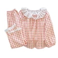 thumbnail image 2 of BOOMNY Child Girls Pajamas Sets 2 Peice Plaid Long Sleeve Lace Sleepwear Tops Pants Pjs Set for Kids Cozy Loungewear Homewear, 2 of 5