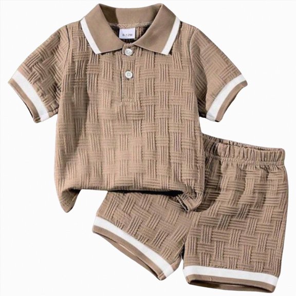 Linfrsh Little Girls Summer Outfits Toddler Baby Girl Clothes 12 18 24 Month 2T 3T Summer Outfit Graphic T-shirts Shorts Set(Coffee,18-24 Months)