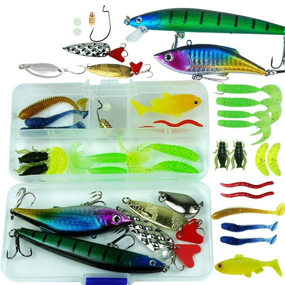 Fishing Lures Mixed Set Soft and Hard Bait Kit with Box for Bass Pike Crank