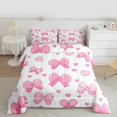 thumbnail image 2 of Manfei Princess Ribbon Child Bedding Comforter Set, White Pink Cartoon Twin Comforter Sets, Kawaii Ribbon Bow Reversible Bedding Set, Ultra Soft Home Decor, 2pcs, 2 of 6