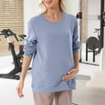 thumbnail image 6 of FRSASU Nursing Sweatshirt Long Sleeve Round Neck Breastfeeding Shirts Zipper Maternity Pumping Tops Pregnancy Cotton Pullover Blue, 6 of 9