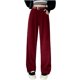 thumbnail image 4 of Pantalones casuales Pantalones de pana de pierna ancha Pantalón de color sólido Pantalón largo suelto de cintura alta, 4 of 5