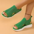 thumbnail image 5 of Hopeusnice Sandals for Women Non-Slip 100%Polyester Materials Summer And Fall Shoes Soft Breathable Flat Heel Trendy Women's Sandals Pumps Shoes Rubber Sole Vacation Shoes Green 42, 5 of 9