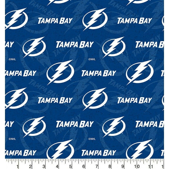 Tampa Bay Lightning Cotton Fabric with Tone on Tone Print and Matching Solid Cotton Fabrics