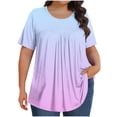 thumbnail image 2 of FcBaudy Hauts pour Femmes, Chemisiers et Chemises à Manches Courtes à Col Rond Mode T-Shirt Imprimé pour Femmes Grande Taille à Manches Courtes à Col Rond Blouse Plissée Ample Décontractée et Confortable Hauts Femmes Hauts en Polyester, 2 of 5