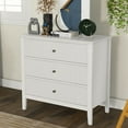 thumbnail image 1 of RoyalCraft Commode Cannelée à 3 Tiroirs Armoire de Rangement pour Chambre et Table de Nuit, Blanc, 1 of 9