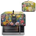 thumbnail image 5 of ZIATUBLES Black Cat Floral Print Decorative Toaster Oven Cover Appliance Protective Case with Top Handle Kitchen Use Stain Resistant Polyester Oven Dust Decor Accessories, 18.5" x 14.5" x 9", 5 of 8