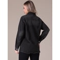 thumbnail image 4 of Unique Bargains Women's Frayed Hem Long Sleeve Lightweight Denim Jacket 2XL Black, 4 of 7
