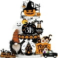 thumbnail image 4 of 18 Pcs Halloween Tiered Tray Decorations Set Happy Halloween Wooden Sign Cute Gnome Plush Pumpkin Boo Ghost Farmhouse Rustic Tiered Tray Decor for Home Table(1 Set, 18 Pcs), 4 of 6
