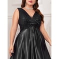 thumbnail image 3 of AURA Plus Size Deep V Neck Mermaid Evening Dress Sexy Backless Long Formal Gown, 3 of 8