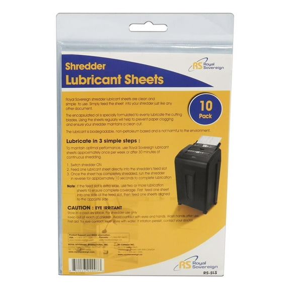 Royal Sovereign Shredder Lubricant Sheets, 10 Pack