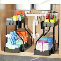 2 Pack Under Sink Storage Organiser with Pull-Out Drawers for Kitchen  Organization, 2 Tier (Black)