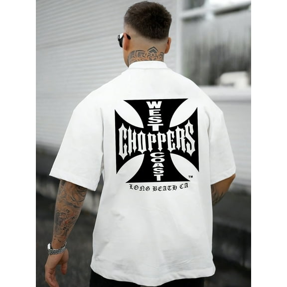 Unisex 100% Cotton Short Sleeve T-Shirt - Black with White West Choppers Beach Graphic Print, Breathable Summer Casual Tee, Machine Washable Round Neck Top for Men & Women, Ideal Gift for Birthday