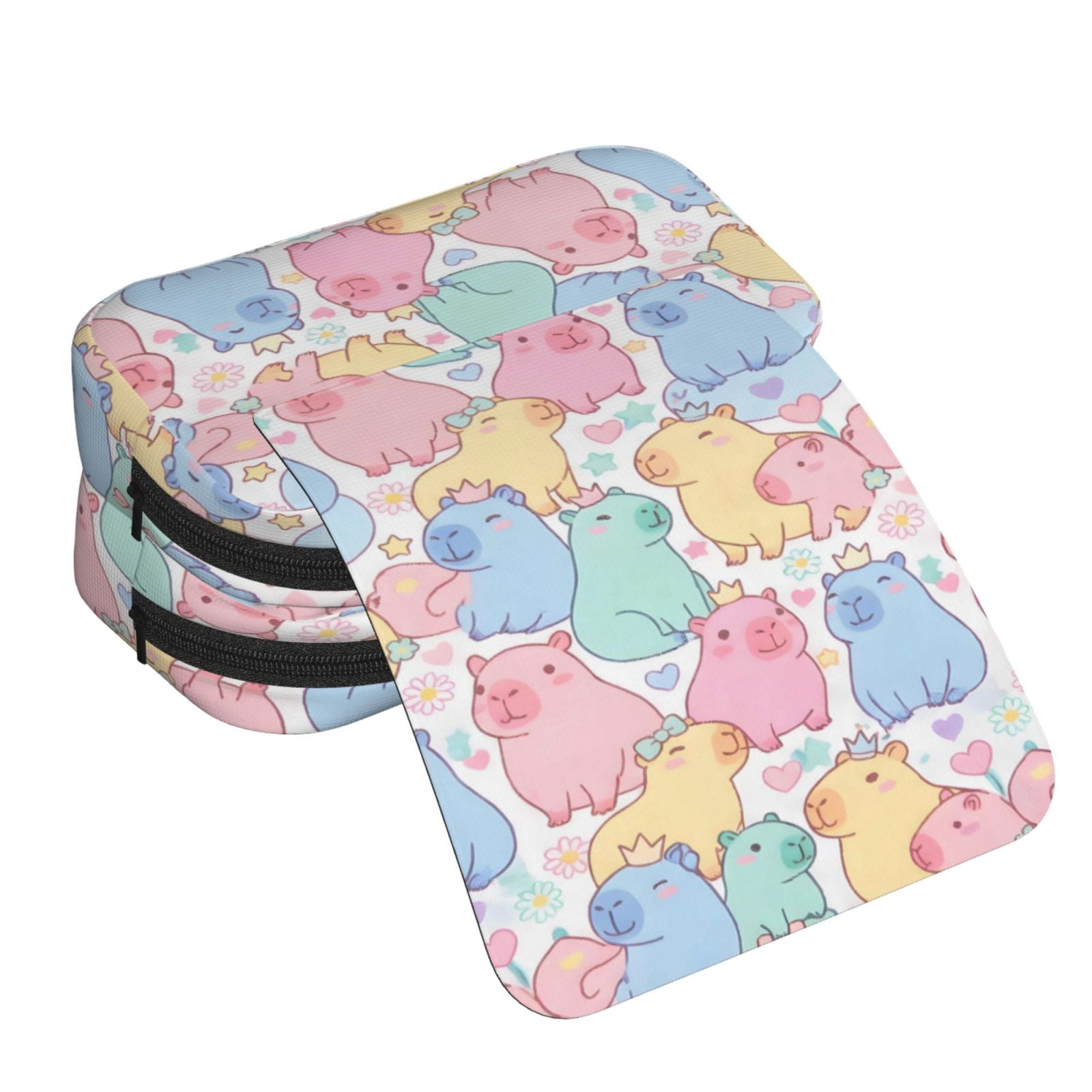 Large-Capacity Flip-Top Double-Layer Pencil Case, Multi-Functional Pocket Pen Case, Durable Stationery Organizer Capybara Pattern 1