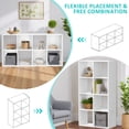 thumbnail image 6 of TINKLE WELL 8-Cube Storage Shelf Organizer, Bookcase with Removable Back Panels, Adjustable White Wood Bookcase for Living Room, Home Office, White, 6 of 9
