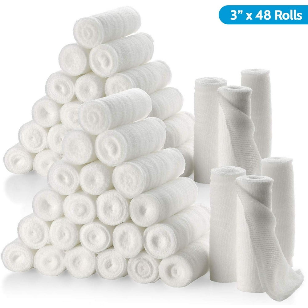 Gauze Bandage Rolls Pack or 48, 3" x 4.1 Yards Per Roll of Medical