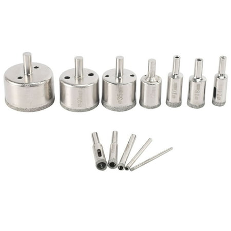 

12Pcs Diamond Drill Bits Glass Tile Hole Saw Bits Set Hollow Core Drill Bits Extractor Remover Hole Saws for Glass Ceramics Porcelain Ceramic Tile