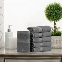 Superior 800 GSM Egyptian Cotton Heavyweight Face Towel Set of 6, Charcoal