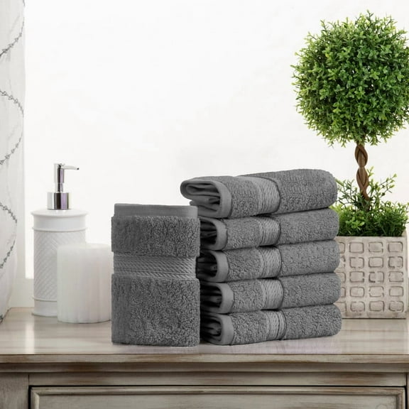 Superior 800 GSM Egyptian Cotton Heavyweight Face Towel Set of 6, Charcoal