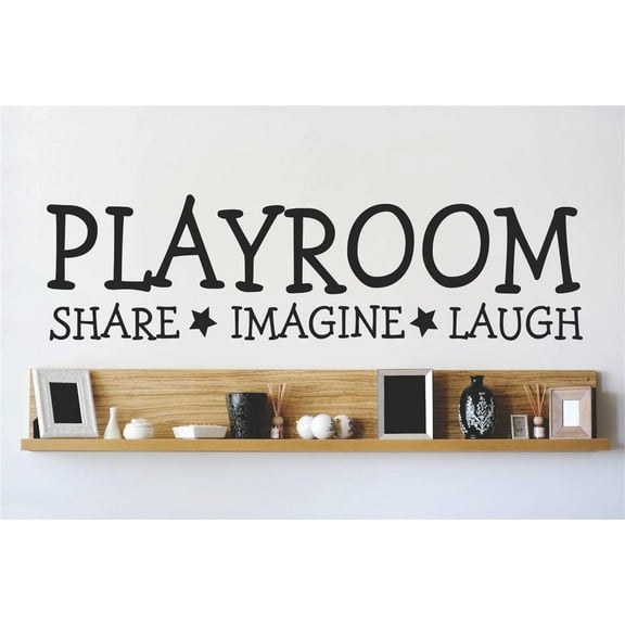 Children Playroom Share Imagine Laugh Cute Toys Wall Decal Decoration Playroom Share, Imagine, Laugh Cute Typography Lasts Years and Easily Removable - Size: 4 In(W) x 10 In(H)