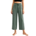 thumbnail image 6 of Qingpeng Womens Wide Leg Lounge Pants Pull On High Waist Soft Touch Straight Trousers with Pockets Summer Sleepwear, 6 of 8