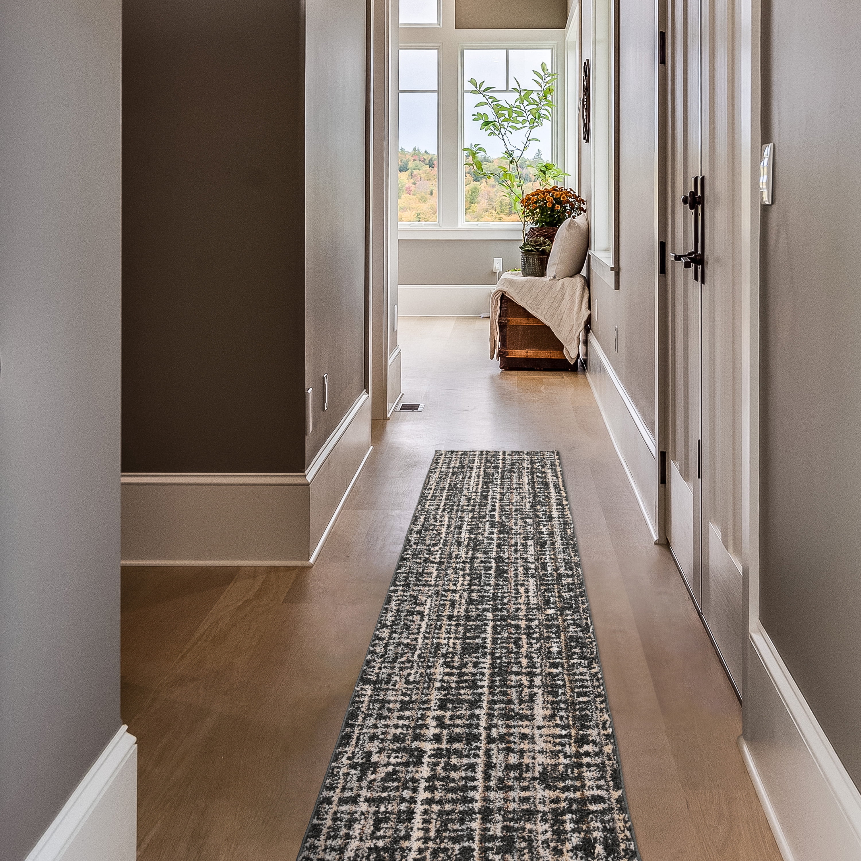 Garland Rug Rumba Cinder Gray/Earth Tone Indoor Runner Rug, 3' x 12'