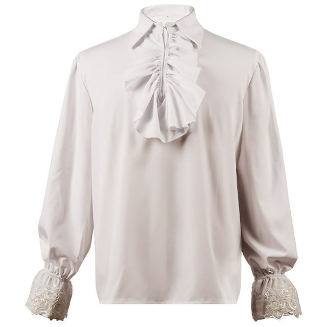 WEIYLL Long Sleeve Shirts for Boys Renaissant Solid Color Button Down Lace Up Scottish Jacobite Classical Tops for 6-7 Years