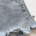 thumbnail image 4 of CYRBOKO Women's Denim Shorts, High-Waisted Summer Raw-hem Comfy Jean Bottoms Light Blue Size 2XL, 4 of 4