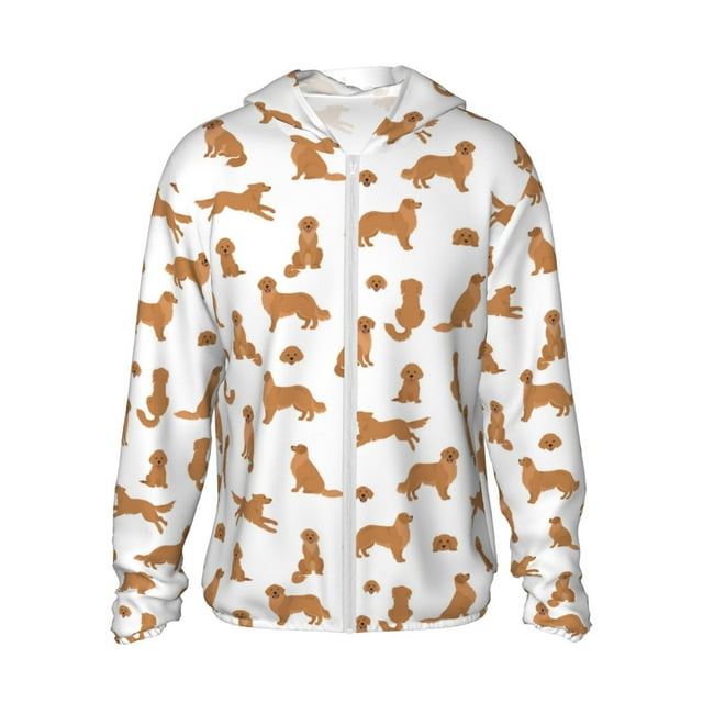 KLL Labrador Retriever Imprimé Chien Hommes Femmes UPF 50+ Protection Solaire Veste à Capuche Manches Longues Pêche Randonnée Performance Chemise-X-Grand