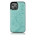 thumbnail image 2 of Compatible with iPhone 12 Mini Case Wallet with Card Holder,Embossed Butterfly Pattern PU Leather Double Magnetic Buttons Flip Shockproof Protective Cover for iPhone 12 Mini 5.4 Inch, Mint Green, 2 of 9