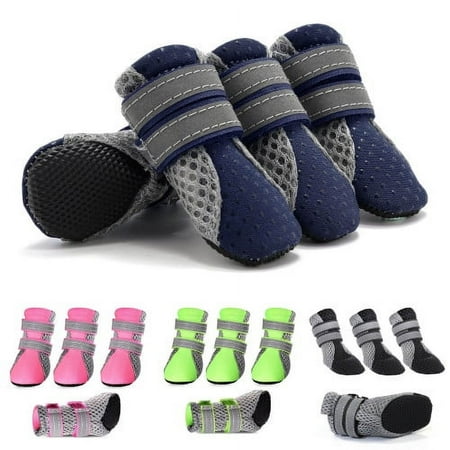 SPRING PARK Small Dog Shoes  Slip Resistant  Mesh  Small Medium Dogs  Boots  Black  4 Piece Set
