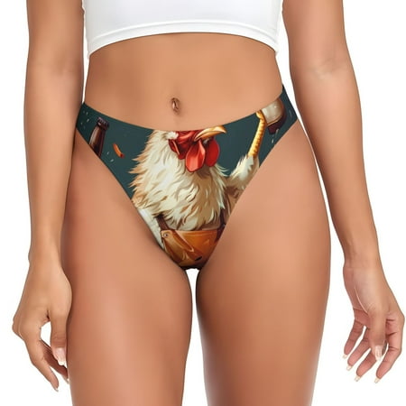 

Gaeub Chef Chicken With Beer Bottles Print Women s Thong No Show Panties Low Waist G-String Seamless Thongs Breathable Panties-Medium