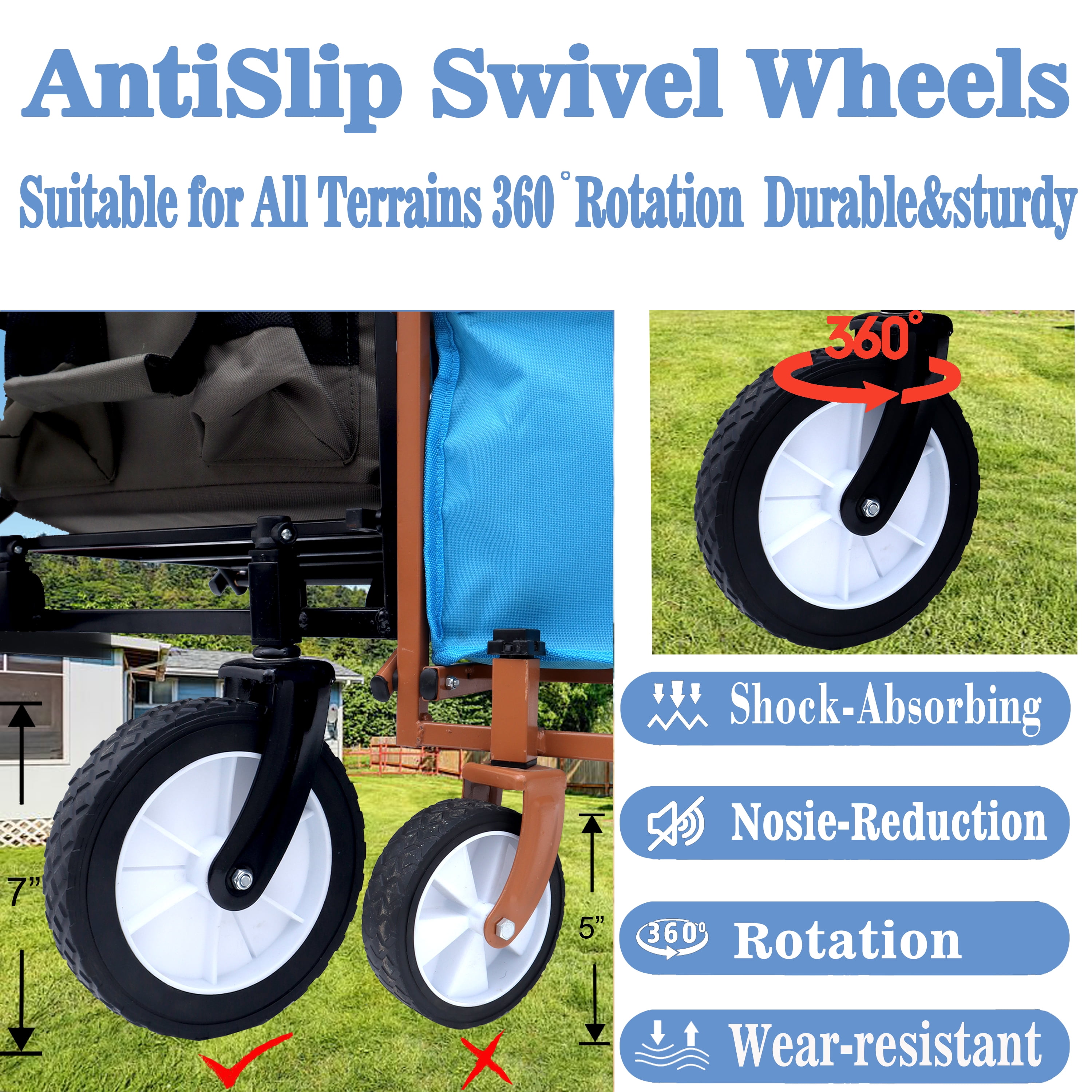 360lbs Collapsible Foldable Wagon Cart with strapping system ,Beach Wagon Utility Cart Utility Wagon Grocery Cart for Camping Shopping Sports Gardening Fishing